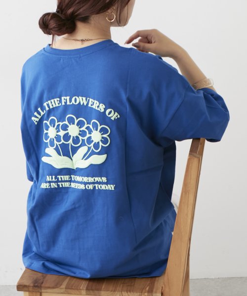 NICE CLAUP OUTLET(ナイスクラップ　アウトレット)/発泡お花BACKプリントTシャツ/img18