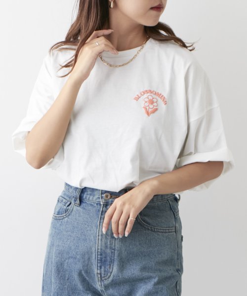 NICE CLAUP OUTLET(ナイスクラップ　アウトレット)/発泡お花BACKプリントTシャツ/img22