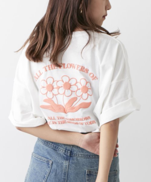 NICE CLAUP OUTLET(ナイスクラップ　アウトレット)/発泡お花BACKプリントTシャツ/img23