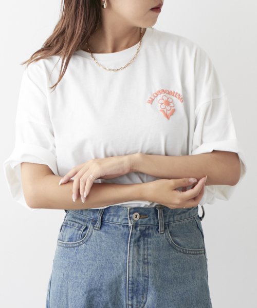 NICE CLAUP OUTLET(ナイスクラップ　アウトレット)/発泡お花BACKプリントTシャツ/img29