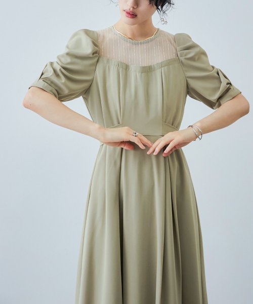 niana ニアナ 結婚式 ワンピース パーティードレス レース パフスリーブ バックリボン ロング丈 ミモレ丈 袖あり 半袖 ボリューム袖 オケージョン 1. ニアナ 19cm