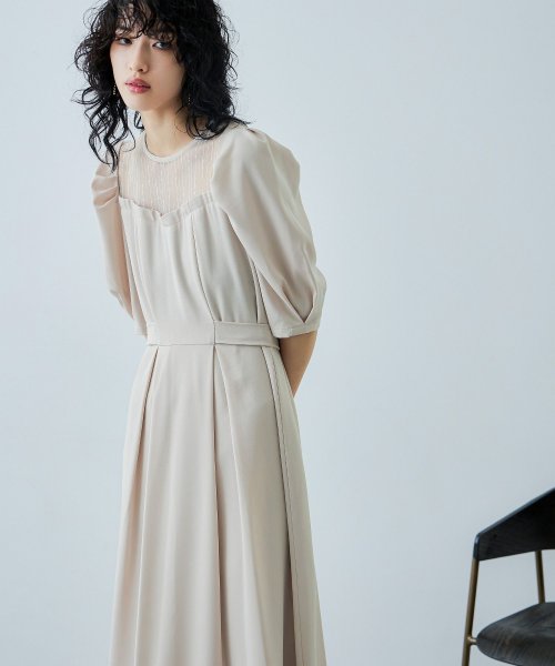 niana ニアナ 結婚式 ワンピース パーティードレス レース パフスリーブ バックリボン ロング丈 ミモレ丈 袖あり 半袖 ボリューム袖 オケージョン 1. ニアナ 19cm