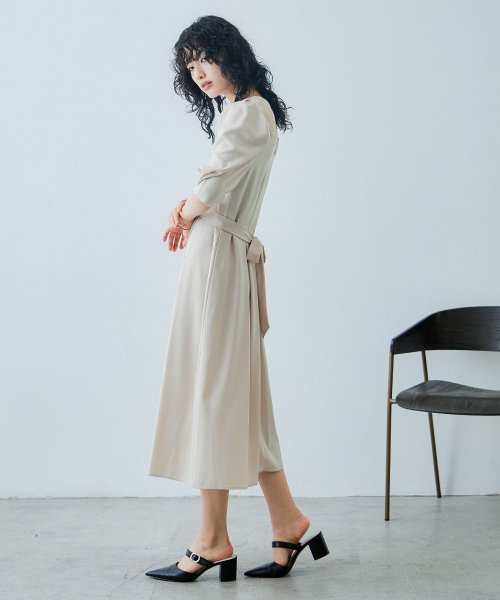 niana ニアナ 結婚式 ワンピース パーティードレス レース パフスリーブ バックリボン ロング丈 ミモレ丈 袖あり 半袖 ボリューム袖 オケージョン 1. ニアナ 19cm