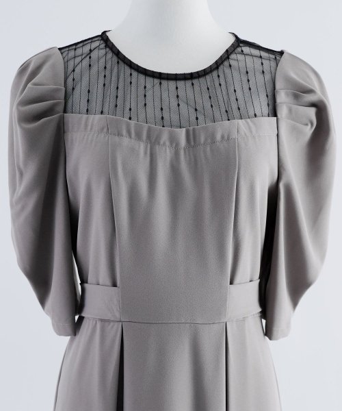 niana ニアナ 結婚式 ワンピース パーティードレス レース パフスリーブ バックリボン ロング丈 ミモレ丈 袖あり 半袖 ボリューム袖 オケージョン 1. ニアナ 19cm