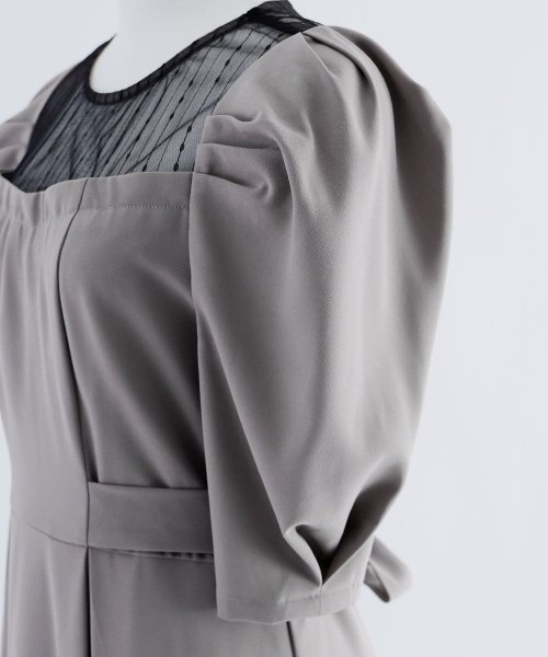 niana ニアナ 結婚式 ワンピース パーティードレス レース パフスリーブ バックリボン ロング丈 ミモレ丈 袖あり 半袖 ボリューム袖 オケージョン 1. ニアナ 19cm