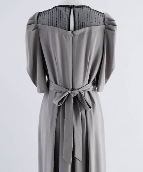 niana ニアナ 結婚式 ワンピース パーティードレス レース パフスリーブ バックリボン ロング丈 ミモレ丈 袖あり 半袖 ボリューム袖 オケージョン 1. ニアナ 19cm