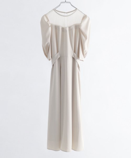 niana ニアナ 結婚式 ワンピース パーティードレス レース パフスリーブ バックリボン ロング丈 ミモレ丈 袖あり 半袖 ボリューム袖 オケージョン 1. ニアナ 19cm