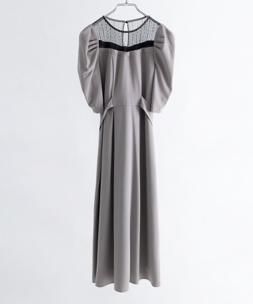 niana ニアナ 結婚式 ワンピース パーティードレス レース パフスリーブ バックリボン ロング丈 ミモレ丈 袖あり 半袖 ボリューム袖 オケージョン 1. ニアナ 19cm