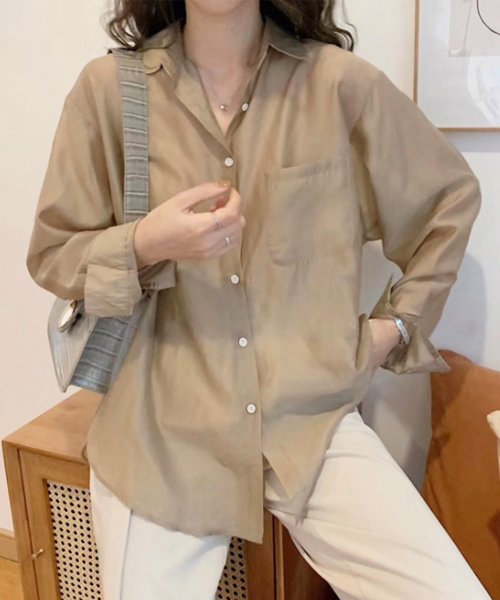 Dewlily(デューリリー)/シアーシャツブラウス 韓国ファッション 10代 20代 30代 トレンド 透け感 可愛い 羽織る 抜け感 どんな季節も着回せる 一枚だけで存在感/img04