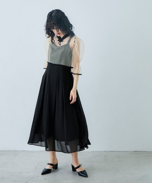 niana ニアナ 結婚式 ワンピース パーティードレス チャイナ風ボレロ キャミワンピ 2点セット ドット柄 チュール 羽織 ショート丈 キャンディスリーブ 5cm 47cm ニアナ ポリエステル100% ゴム 24cm 25cm