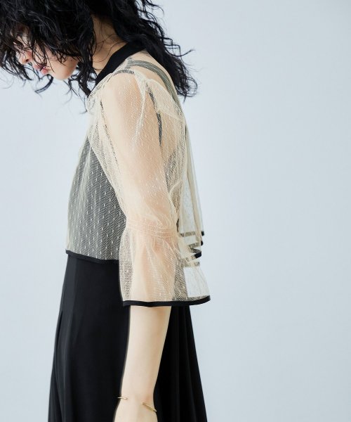 niana ニアナ 結婚式 ワンピース パーティードレス チャイナ風ボレロ キャミワンピ 2点セット ドット柄 チュール 羽織 ショート丈 キャンディスリーブ 5cm 47cm ニアナ ポリエステル100% ゴム 24cm 25cm