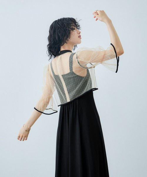 niana ニアナ 結婚式 ワンピース パーティードレス チャイナ風ボレロ キャミワンピ 2点セット ドット柄 チュール 羽織 ショート丈 キャンディスリーブ 5cm 47cm ニアナ ポリエステル100% ゴム 24cm 25cm