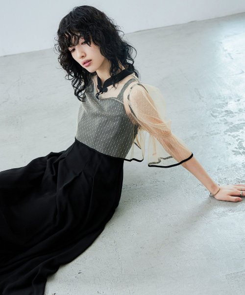 niana ニアナ 結婚式 ワンピース パーティードレス チャイナ風ボレロ キャミワンピ 2点セット ドット柄 チュール 羽織 ショート丈 キャンディスリーブ 5cm 47cm ニアナ ポリエステル100% ゴム 24cm 25cm