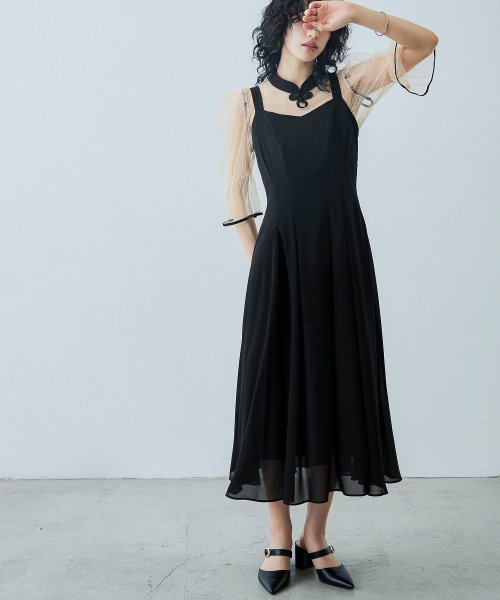 niana ニアナ 結婚式 ワンピース パーティードレス チャイナ風ボレロ キャミワンピ 2点セット ドット柄 チュール 羽織 ショート丈 キャンディスリーブ 5cm 47cm ニアナ ポリエステル100% ゴム 24cm 25cm