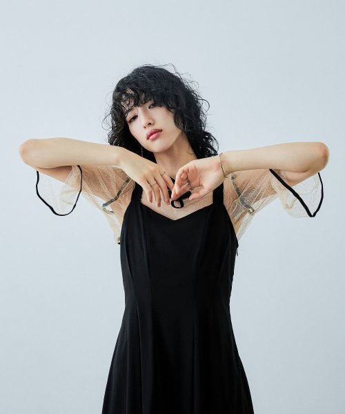 niana ニアナ 結婚式 ワンピース パーティードレス チャイナ風ボレロ キャミワンピ 2点セット ドット柄 チュール 羽織 ショート丈 キャンディスリーブ 5cm 47cm ニアナ ポリエステル100% ゴム 24cm 25cm