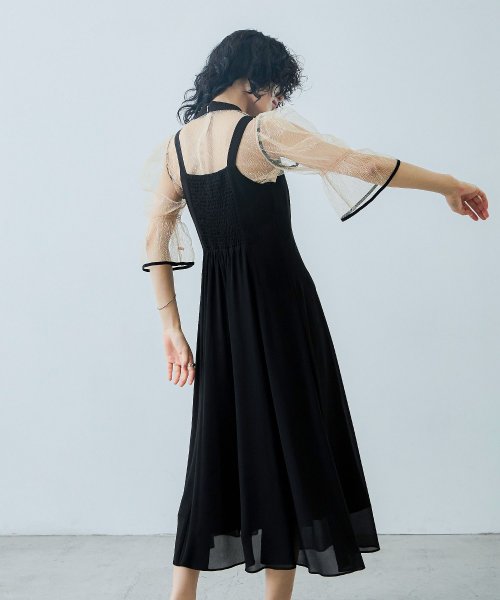 niana ニアナ 結婚式 ワンピース パーティードレス チャイナ風ボレロ キャミワンピ 2点セット ドット柄 チュール 羽織 ショート丈 キャンディスリーブ 5cm 47cm ニアナ ポリエステル100% ゴム 24cm 25cm