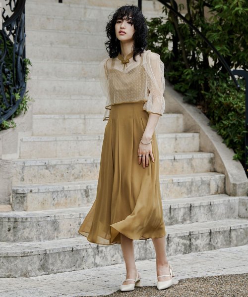 niana ニアナ 結婚式 ワンピース パーティードレス チャイナ風ボレロ キャミワンピ 2点セット ドット柄 チュール 羽織 ショート丈 キャンディスリーブ 5cm 47cm ニアナ ポリエステル100% ゴム 24cm 25cm