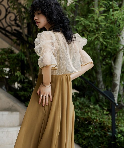 niana ニアナ 結婚式 ワンピース パーティードレス チャイナ風ボレロ キャミワンピ 2点セット ドット柄 チュール 羽織 ショート丈 キャンディスリーブ 5cm 47cm ニアナ ポリエステル100% ゴム 24cm 25cm