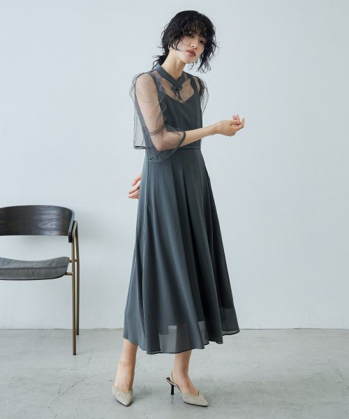 niana ニアナ 結婚式 ワンピース パーティードレス チャイナ風ボレロ キャミワンピ 2点セット ドット柄 チュール 羽織 ショート丈 キャンディスリーブ 5cm 47cm ニアナ ポリエステル100% ゴム 24cm 25cm