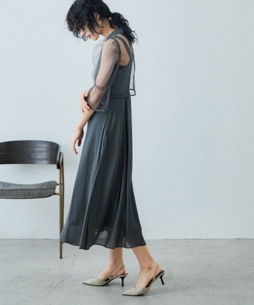 niana ニアナ 結婚式 ワンピース パーティードレス チャイナ風ボレロ キャミワンピ 2点セット ドット柄 チュール 羽織 ショート丈 キャンディスリーブ 5cm 47cm ニアナ ポリエステル100% ゴム 24cm 25cm