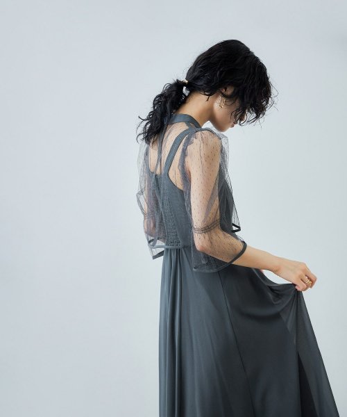 niana ニアナ 結婚式 ワンピース パーティードレス チャイナ風ボレロ キャミワンピ 2点セット ドット柄 チュール 羽織 ショート丈 キャンディスリーブ 5cm 47cm ニアナ ポリエステル100% ゴム 24cm 25cm