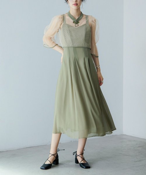 niana ニアナ 結婚式 ワンピース パーティードレス チャイナ風ボレロ キャミワンピ 2点セット ドット柄 チュール 羽織 ショート丈 キャンディスリーブ 5cm 47cm ニアナ ポリエステル100% ゴム 24cm 25cm