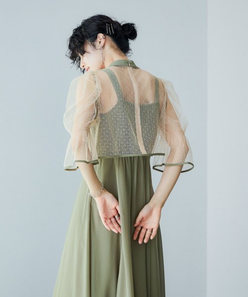 niana ニアナ 結婚式 ワンピース パーティードレス チャイナ風ボレロ キャミワンピ 2点セット ドット柄 チュール 羽織 ショート丈 キャンディスリーブ 5cm 47cm ニアナ ポリエステル100% ゴム 24cm 25cm