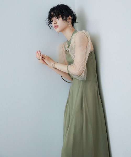 niana ニアナ 結婚式 ワンピース パーティードレス チャイナ風ボレロ キャミワンピ 2点セット ドット柄 チュール 羽織 ショート丈 キャンディスリーブ 5cm 47cm ニアナ ポリエステル100% ゴム 24cm 25cm