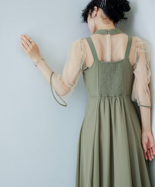 niana ニアナ 結婚式 ワンピース パーティードレス チャイナ風ボレロ キャミワンピ 2点セット ドット柄 チュール 羽織 ショート丈 キャンディスリーブ 5cm 47cm ニアナ ポリエステル100% ゴム 24cm 25cm