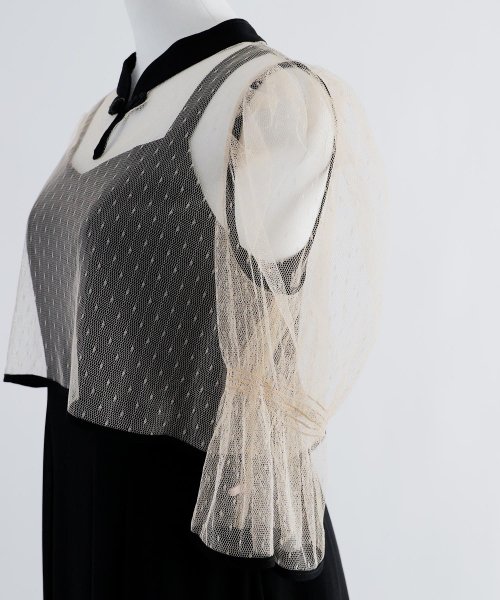 niana ニアナ 結婚式 ワンピース パーティードレス チャイナ風ボレロ キャミワンピ 2点セット ドット柄 チュール 羽織 ショート丈 キャンディスリーブ 5cm 47cm ニアナ ポリエステル100% ゴム 24cm 25cm