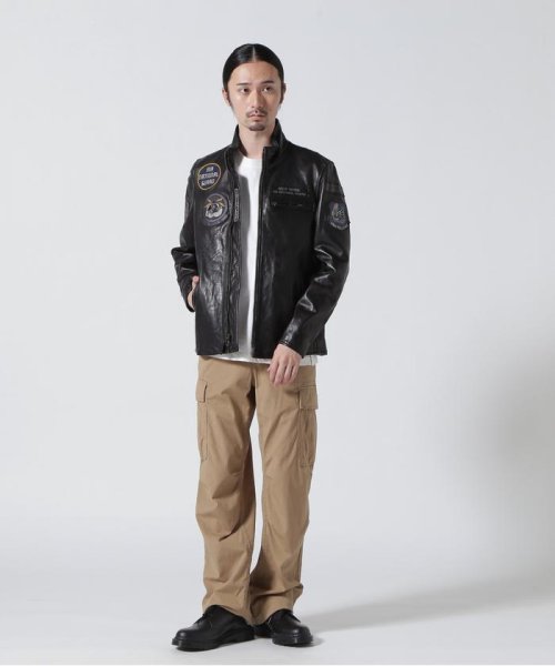 AGED LEATHER STAND ZIP RIDERS JACKET A.N.G. LEATHER STAND ZIP RIDERS JACKET AIR NATIONAL エア ナショナル ガード