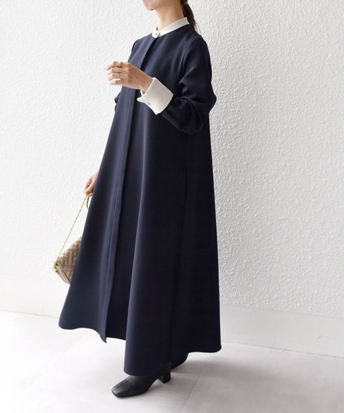 SHIPS any WOMEN(シップス　エニィ　ウィメン)/SHIPS any:〈洗濯機可能〉ダブルクロス Aライン シャツワンピース［NAVY BLUE］/img25