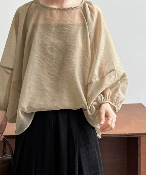 ARGO TOKYO(アルゴトウキョウ)/Puff Sleeve Sheer Blouse Camisole Set 23056 パフスリーブシアーブラウスキャミソールセット　セットアップ　シアーブラウ/img19