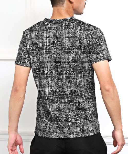 LUXSTYLE(ラグスタイル)/モザイクチェックVネック半袖Tシャツ/Tシャツ メンズ 半袖 Vネック チェック/img01