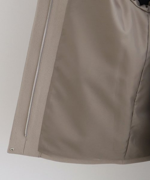 【ウール100%／きれいめ】ノーカラーミドルコート 