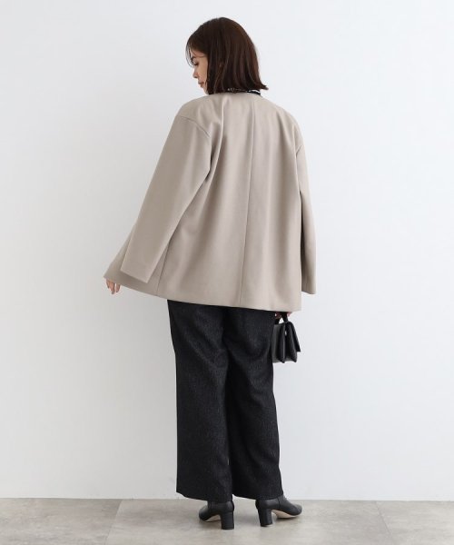 【ウール100%／きれいめ】ノーカラーミドルコート 