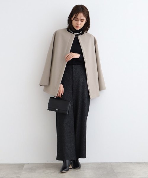 【ウール100%／きれいめ】ノーカラーミドルコート 