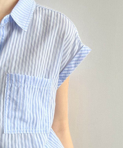 ARGO TOKYO(アルゴトウキョウ)/French Sleeve Big Pocket Stripe Blouse　23062 フレンチスリーブビッグポケットストライプブラウス　ストライプブラウス　/img28