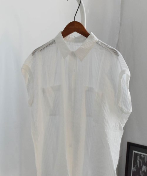 ARGO TOKYO(アルゴトウキョウ)/French Sleeve Big Pocket Stripe Blouse　23062 フレンチスリーブビッグポケットストライプブラウス　ストライプブラウス　/img34