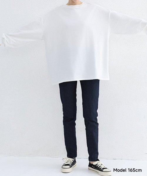 SEU(エスイイユウ)/ボーダー＆無 地ビッグプル オーバー 綿100％！2Type選べる オーバーサイズTシャツ トップス 体型カバー ゆったり 韓国ファッション/img06