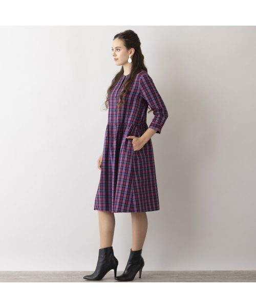 【S・Mサイズ】オーストリア製素材チェック　シャツワンピ 商品説明カジュアルになりすぎない、陰影感のあるチェックが魅力【S・Mサイズ】【小さいサイズあり】【オーストリア製素材】チェックでも大人っぽく着られるよう、陰影感と落ち着き L1951509722(14960円)