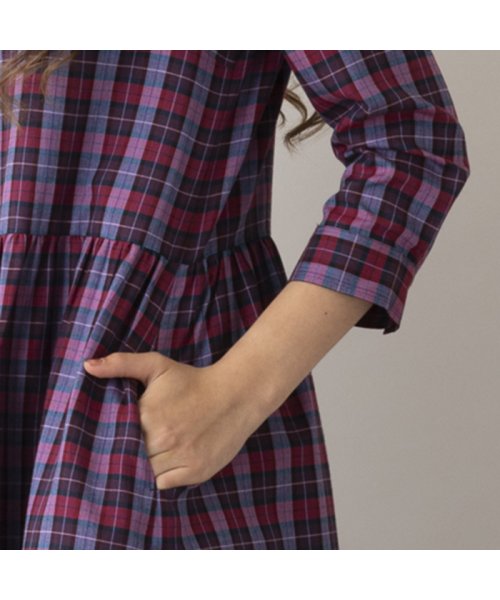 【S・Mサイズ】オーストリア製素材チェック　シャツワンピ 商品説明カジュアルになりすぎない、陰影感のあるチェックが魅力【S・Mサイズ】【小さいサイズあり】【オーストリア製素材】チェックでも大人っぽく着られるよう、陰影感と落ち着き L1951509722(14960円)