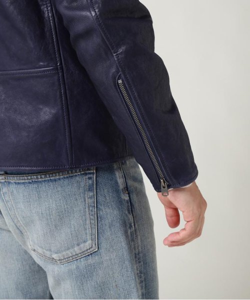 AGED LEATHER STAND ZIP RIDERS JACKET A.N.G. LEATHER STAND ZIP RIDERS JACKET AIR NATIONAL エア ナショナル ガード