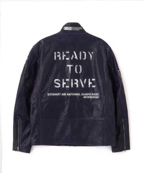 AGED LEATHER STAND ZIP RIDERS JACKET A.N.G. LEATHER STAND ZIP RIDERS JACKET AIR NATIONAL エア ナショナル ガード