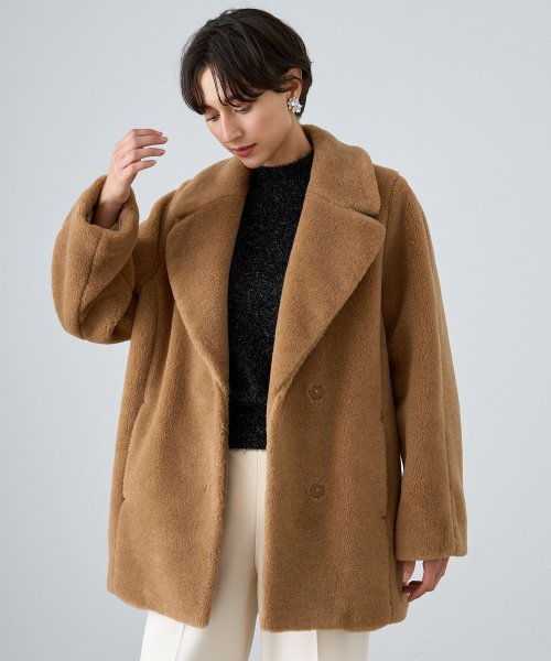 キャメルボアコクーンコート なし