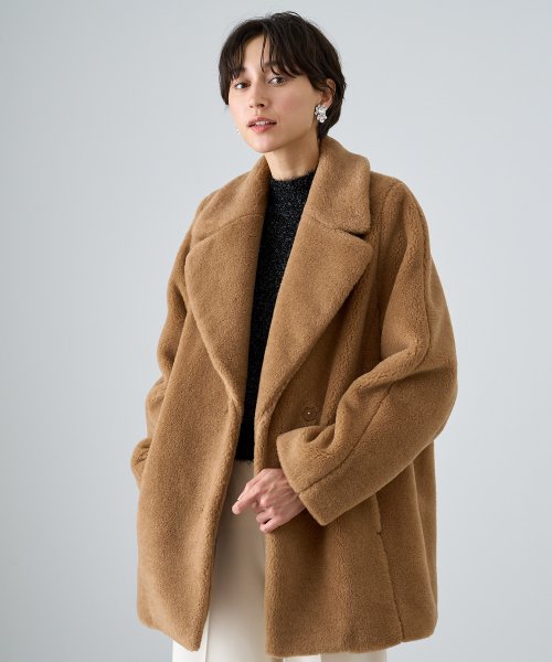 キャメルボアコクーンコート なし