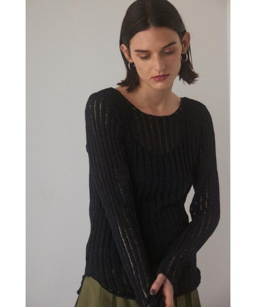 BLACK BY MOUSSY(ブラックバイマウジー)/drop needle knit tops/img01