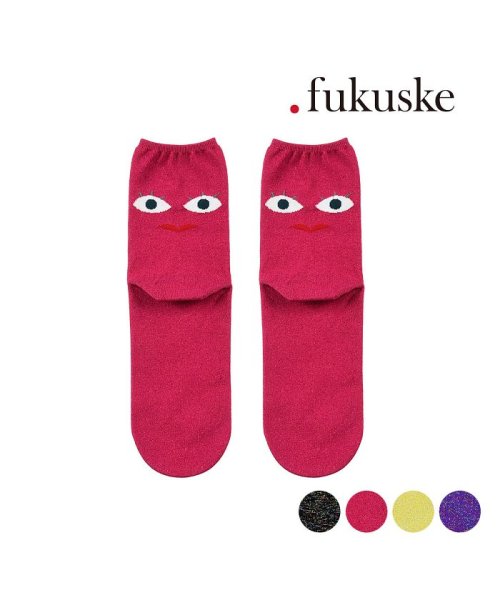 dotfukuske(．ｆｕｋｕｓｋｅ)/福助 公式 靴下 クルー丈  .fukuske by FUKUMATSU フーチャン ラメ やや薄手 かかとポイント柄 甲部分ポイント柄 日本製 00S3F06/img01