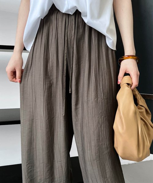 ARGO TOKYO(アルゴトウキョウ)/Wrinkle Processing Easy Wide Pants 22100　皺加工イージーワイドパンツ　ワイドパンツ　イージーパンツ　ロングパンツ　ウエス/img02