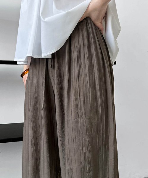 ARGO TOKYO(アルゴトウキョウ)/Wrinkle Processing Easy Wide Pants 22100　皺加工イージーワイドパンツ　ワイドパンツ　イージーパンツ　ロングパンツ　ウエス/img10